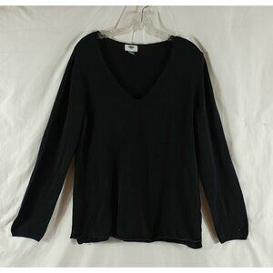 Old Navy Women's Black Long Sleeve V-Neck Knit Pullover Sweater Size XL/GT